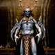Some demonic figure in The Elder Scrolls V: Skyrim stands, menacingly, in the center of the frame.